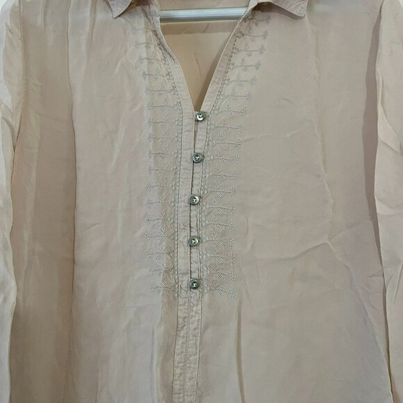 Uncommon Threads J. Jill Women's V-Neck Long Sleeve Tunic Blouse Cream Large - Picture 3 of 9